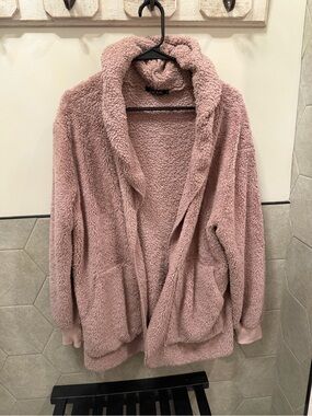 Cozy Plush Hooded Jacket - Blush Pink